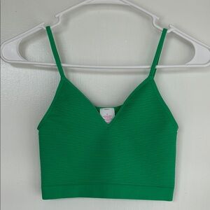 Green Ribbed Women's Top